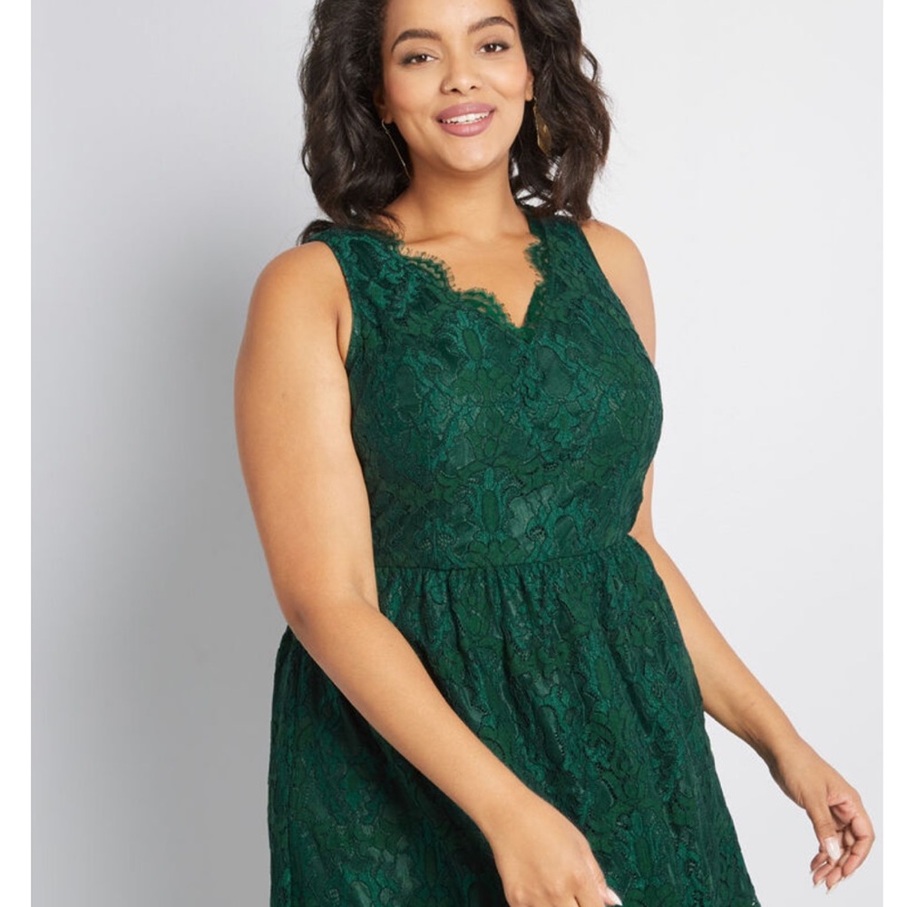 V Neck lace fit and flare dress